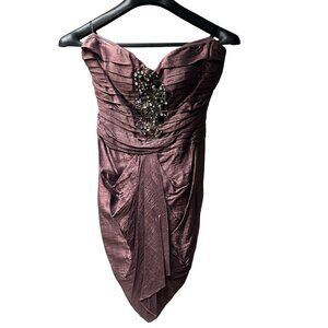 Women's Dress, Lavender Strapless Beaded Dress, Bebe Brand Size S